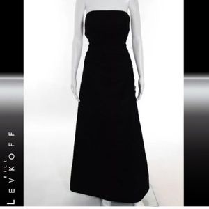 Bill Levkoff Tiered Mesh Strapless Gown